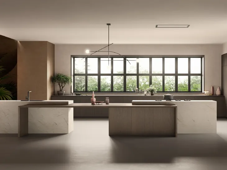 Cucina Design con isola Kelly 03 in laminato e Rovere di Zecchinon Cucine